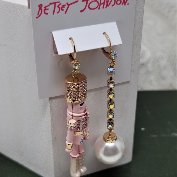 Betsey Johnson Pink Nutcracker Pierced Earrings Holiday - Picture 6 of 12